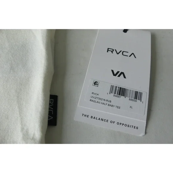 RVCA Butterfly Raglan Shirt Half Baby Tee XL Grunge Skater NWT Boho‎ - Picture 3 of 8